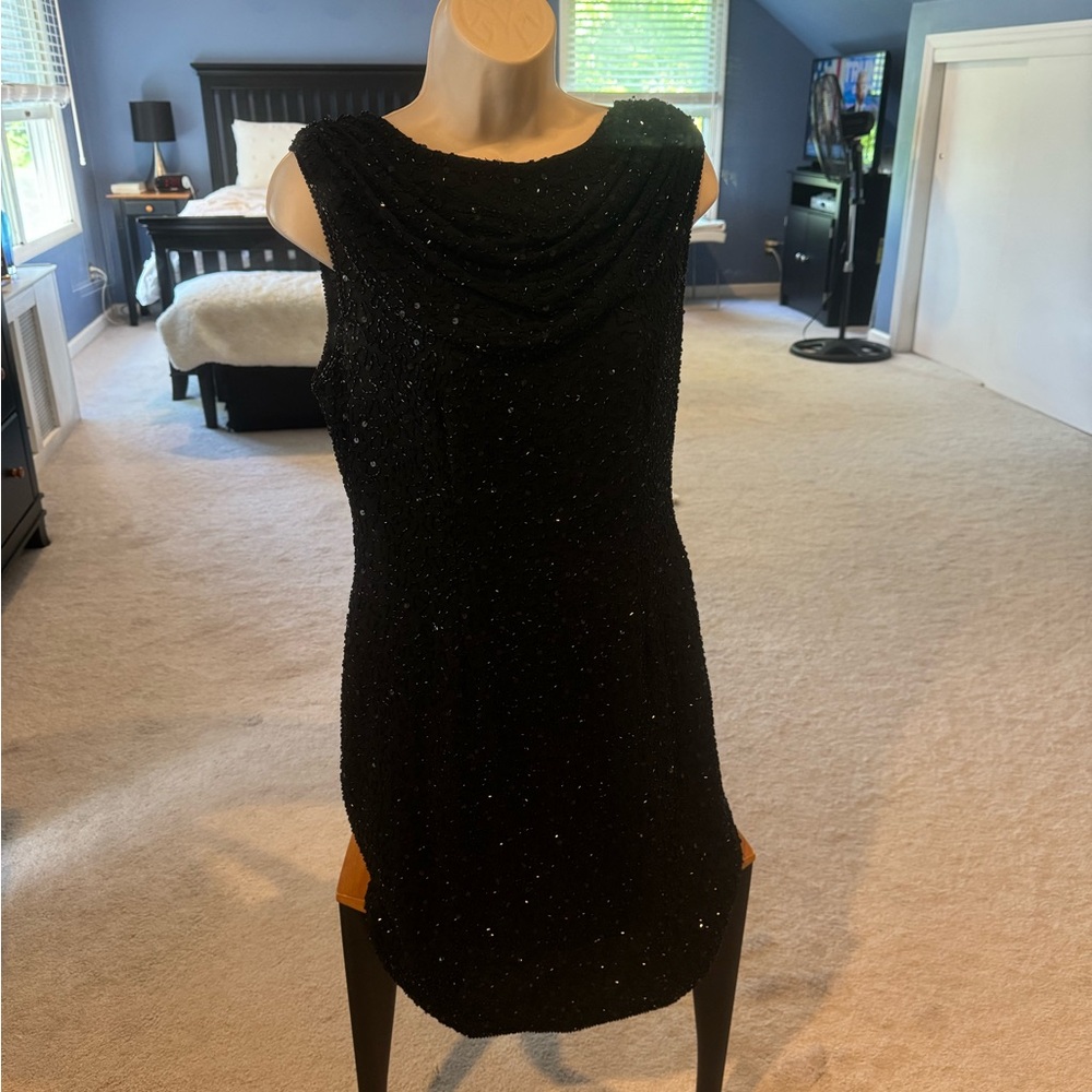 JKARA Formal Black Sequin Dress Size 8P